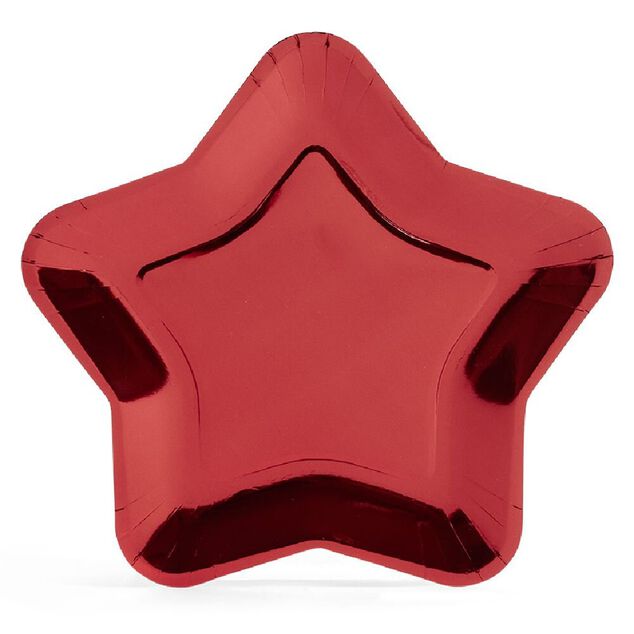 Plateau carton &eacute;toile rouge &Oslash;24,5cm x6