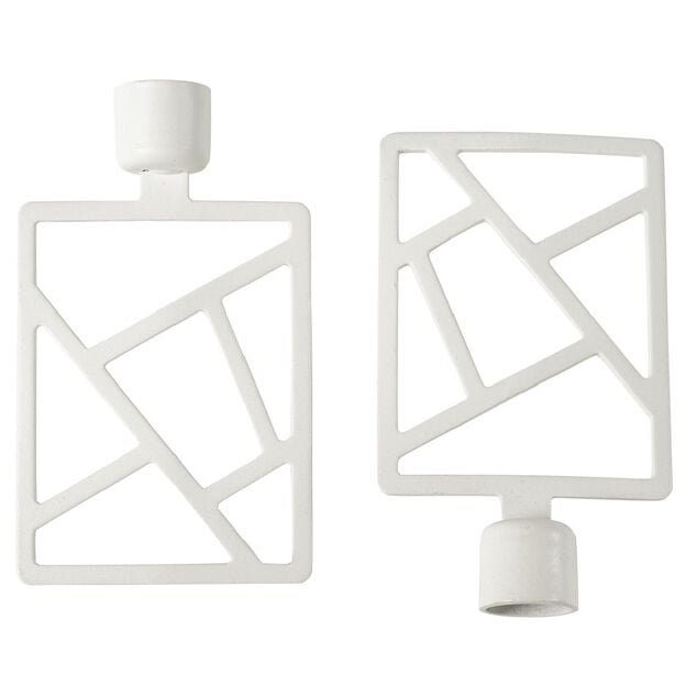 Embout tringle &agrave; rideau &Oslash;16 mm m&eacute;tal forme g&eacute;om&eacute;trique blanc x2