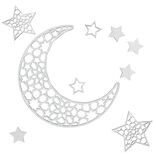 D&eacute;coration murale orientale &agrave; coller &eacute;toiles et lune bois argent&eacute;