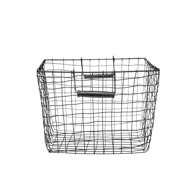 Pani&egrave;re en m&eacute;tal filaire noir 33x33xH23cm