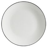 Assiette plate porcelaine blanc liseré noir Ø26,5cm