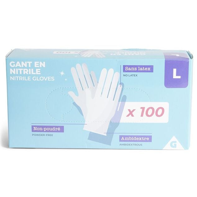 Gants en nitrile taille L x100 bleu
