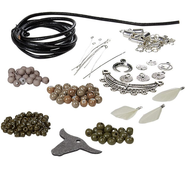 Kit de cr&eacute;ation collier et bracelet vert boh&eacute;mien