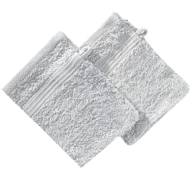 Gant de toilette x2 coton gris clair 16x21cm