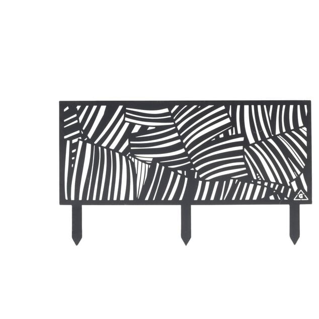 Bordure de jardin m&eacute;tal design feuillage ajour&eacute; noir 50xH20 cm