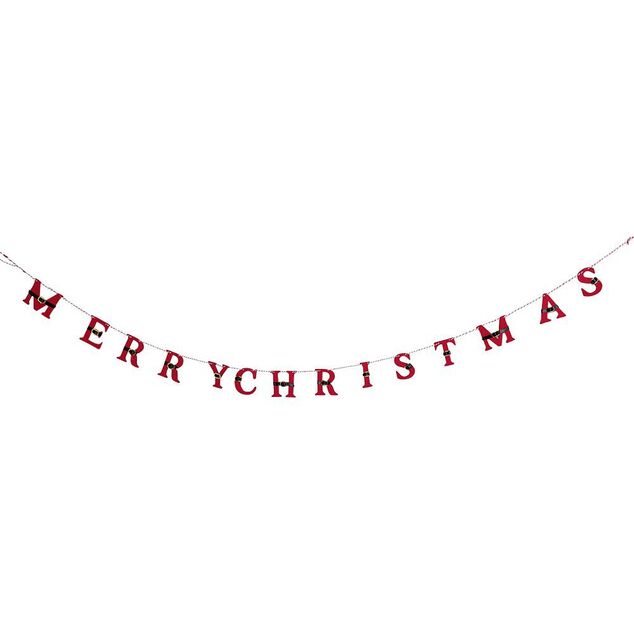 Guirlande Merry Christmas feutrine rouge 2m