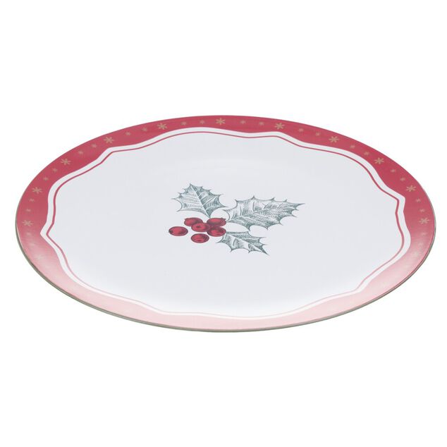 Sous-assiette No&euml;l imprim&eacute; houx PP &Oslash;33 cm rouge