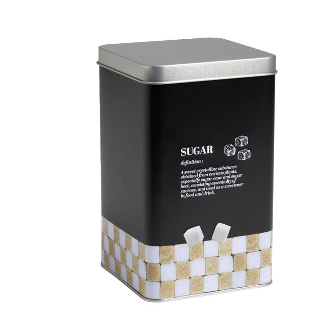 Bo&icirc;te &agrave; sucre en m&eacute;tal noir design Sugar - 10,7x10,7xH.17,5cm