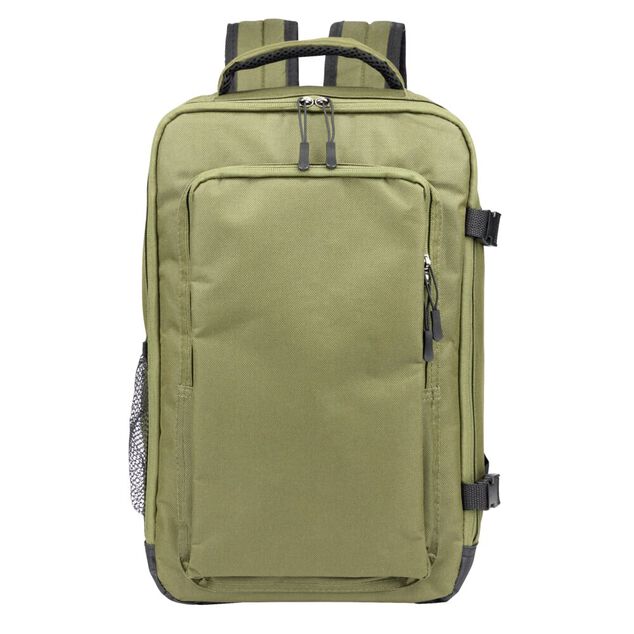 Sac &agrave; dos voyage 20L lowcost polyester vert kaki L25xP20xH40cm