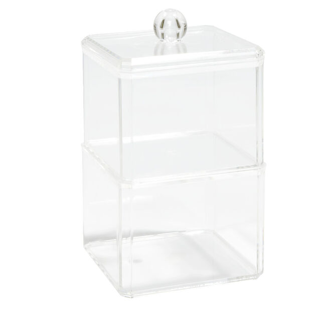 Bo&icirc;te de rangement salle de bain 2 compartiments 9,3x9,3xH15,5cm