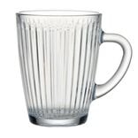 Tasse en verre transparent stri&eacute; &Oslash;9xH7cm
