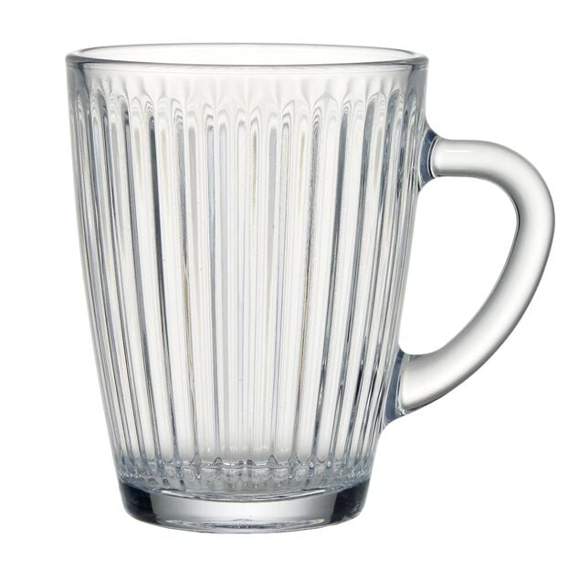 Tasse en verre transparent stri&eacute; &Oslash;9xH7cm