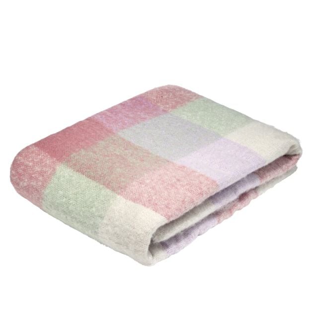 Plaid &eacute;pais colorblock 130x160cm (2 mod&egrave;les bleu ou rose)