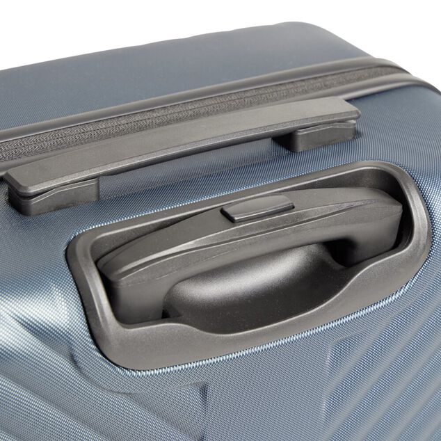 Valise trolley 77L rigide large 4 roues plastique bleu 47,5x28,5xH72cm