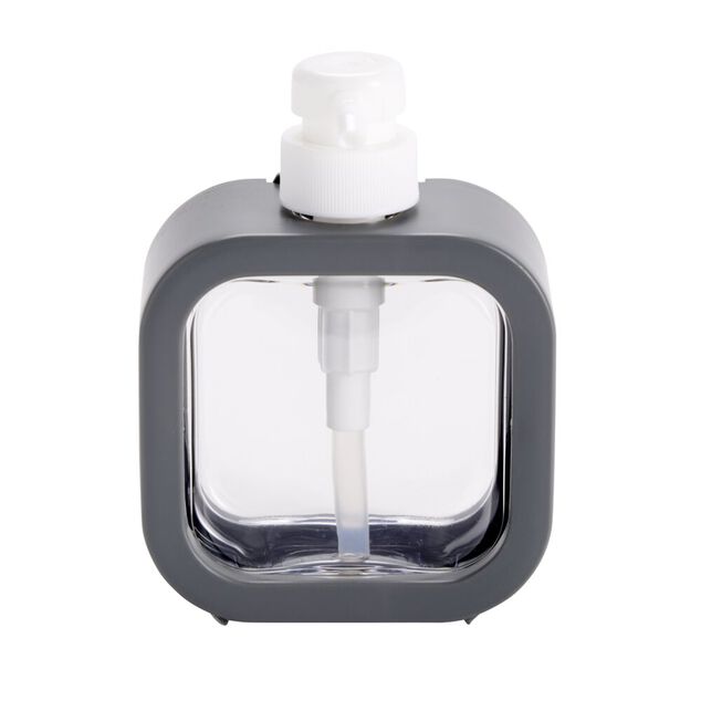 Distributeur &agrave; savon plastique centre transparent contour uni 11x5xH15cm (2 mod&egrave;les)