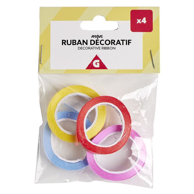 Ruban d&eacute;coratif color&eacute; x4 - 0,5x500cm