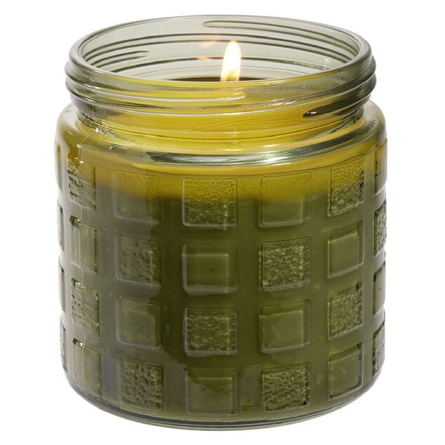 Bougie citronnelle 32h pot verre Ø11xH12cm (3 modèles)