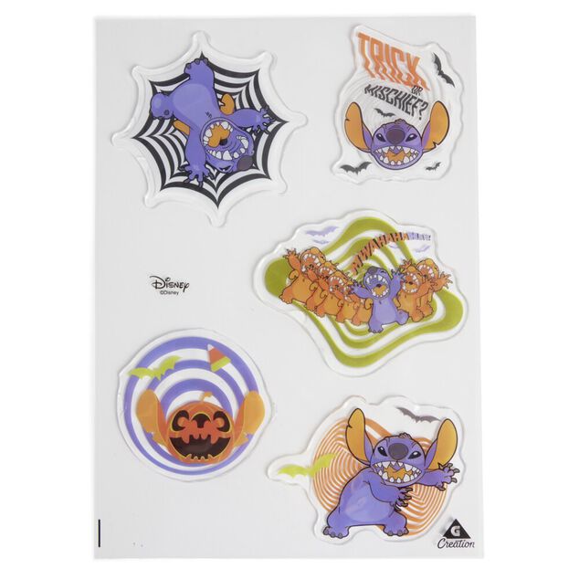 Lot de 5 autocollants Halloween Disney Stitch en gel