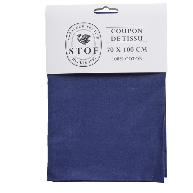 Coupon tissu coton 70x100cm bleu marine