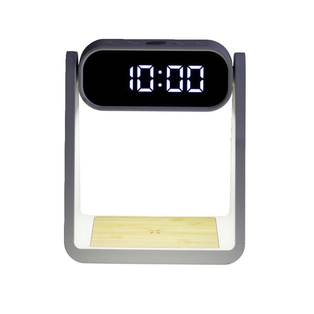 Lampe LED 3en1 horloge num&eacute;rique et chargeur &agrave; induction