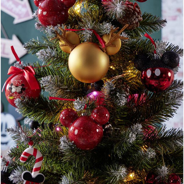 Boule de No&euml;l Disney t&ecirc;te de Mickey en 3D dor&eacute;e H15,5cm