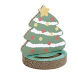 Grattoir carton forme sapin de Noël et jeu de balle pour chat Ø33xH28,5cm