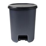 Poubelle &agrave; p&eacute;dale 27L plastique noir et gris fonc&eacute; 37x30xH46cm