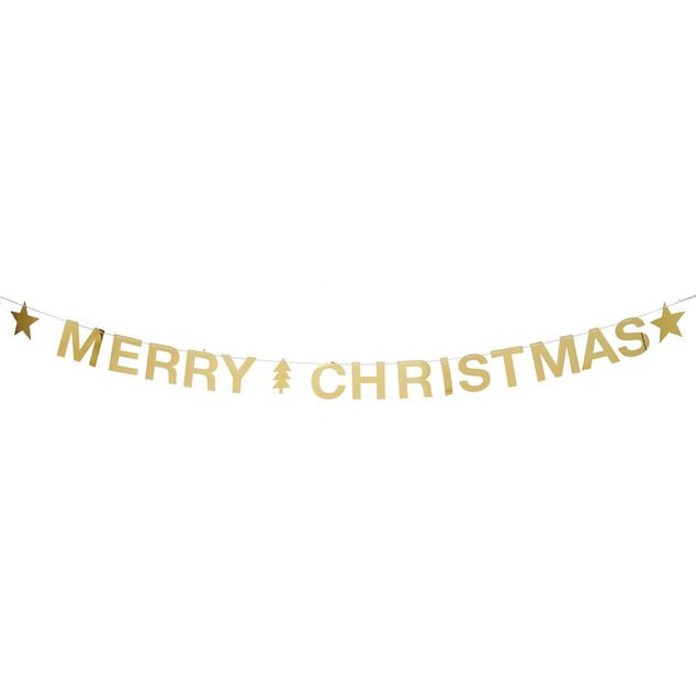 Guirlande Merry Christmas dor&eacute;e