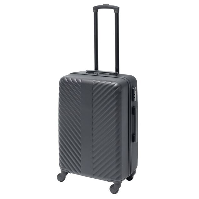 Valise trolley 48L rigide 4 roues plastique noir 42x25xH62,3cm