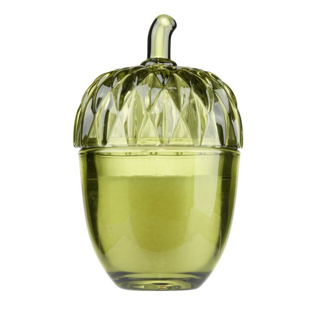 Bougie pot forme gland verre color&eacute; &Oslash;7xH11,5cm (2 mod&egrave;les rouge ou dor&eacute;)