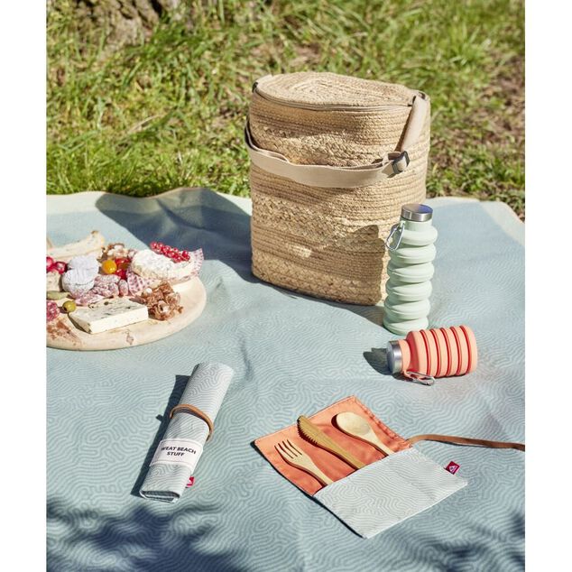 Sac fra&icirc;cheur 14L jute et coton beige 26x20x34cm