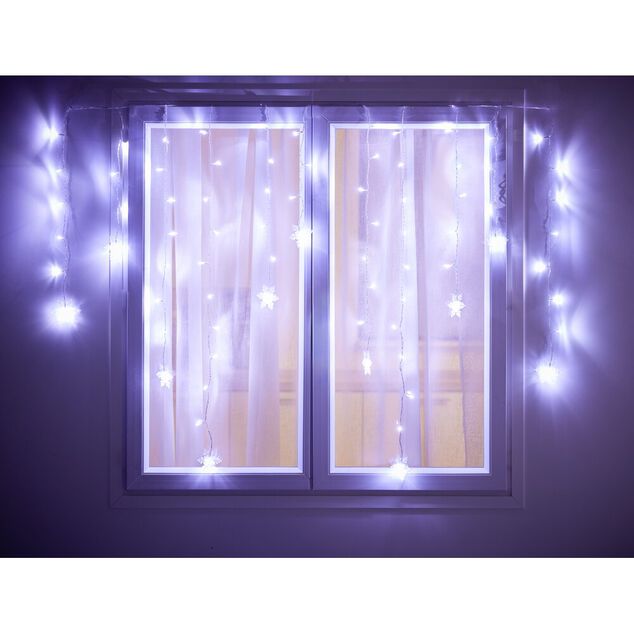 Rideau lumineux extérieur flocons de neige 76LED bleu et blanc 1,5m