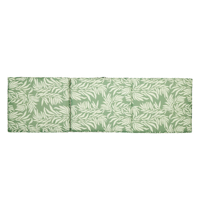 Coussin bain de soleil Oxford motif feuillage vert et beige 185x55xH4cm