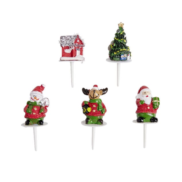 D&eacute;corations pour b&ucirc;che de No&euml;l &agrave; piquer th&egrave;me No&euml;l 5 pi&egrave;ces