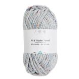 Pelote fil à tricoter tweed épaisse acrylique et viscose gris 200g