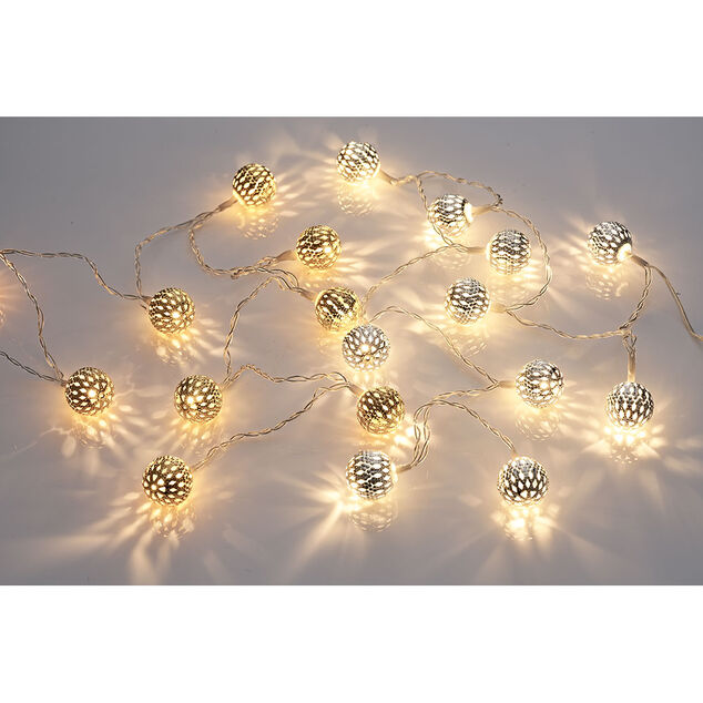 Guirlande boules lumineuses 10 LED blanc chaud fixe 90 cm