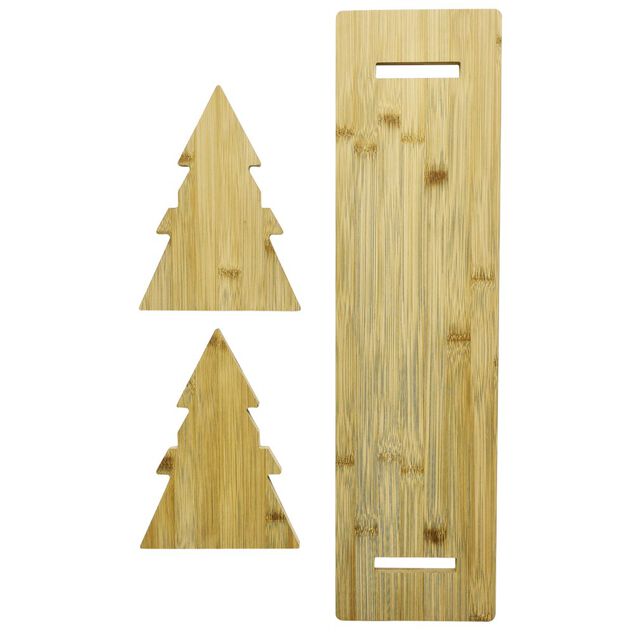 Plateau de présentation en bambou design sapin L60cm