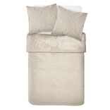 Parure de lit 2 personnes 240x220cm polyester tissu satiné beige