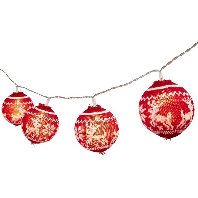 Guirlande &eacute;lectrique boule tissu 10 LED 1,35m d'&eacute;clairage blanc chaud