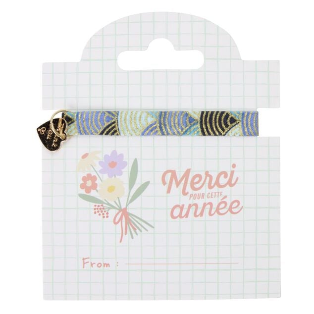 Bracelet remerciement Merci pour cette ann&eacute;e pampille coeur L10cm (3 mod&egrave;les)