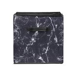 Pani&egrave;re Box Cube motif marbre noir et blanc 31x29xH31cm