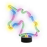 Lampe n&eacute;on LED forme licorne multicolore &Oslash;9,5x24,5xH29,5cm