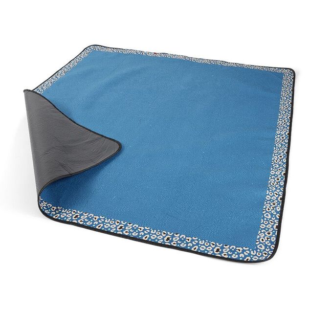 Tapis de pique-nique avec poign&eacute;e polyester bleu 125x150cm
