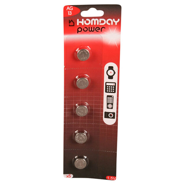 Pile ronde Homday Power LR44 type AG13 x5