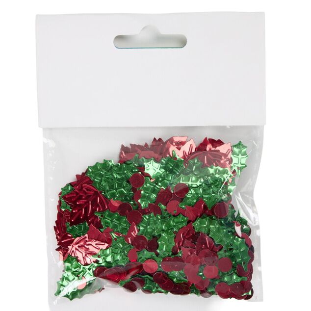 D&eacute;coration de table houx 20g PVC L2X2XH01 cm rouge et vert
