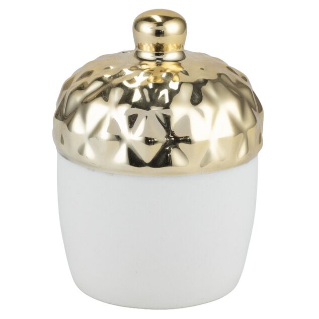 Sali&egrave;re et poivri&egrave;re forme gland automne dolomite dor&eacute; et blanc &Oslash;5xH7,5cm