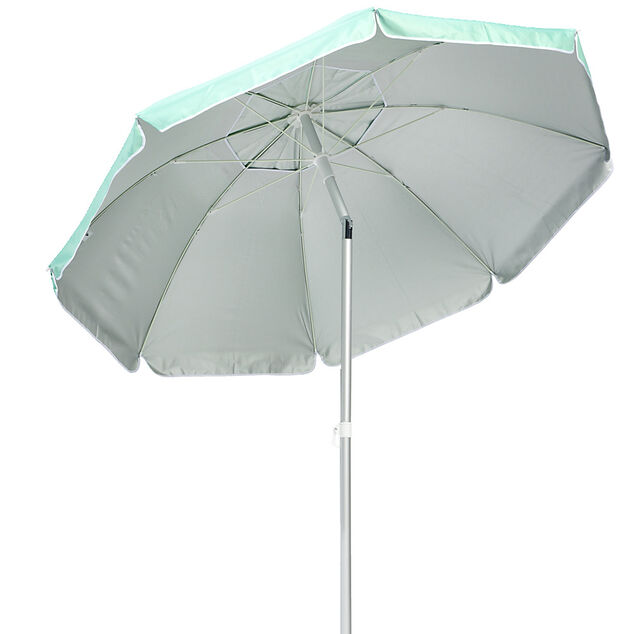 Parasol de plage bleu &eacute;meraude UV UPF50+ &Oslash;180xH195cm