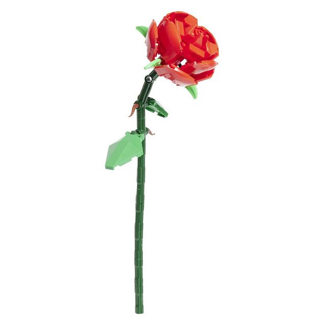 Rose fleur &agrave; construire H16cm 70 pi&egrave;ces - 4 mod&egrave;les