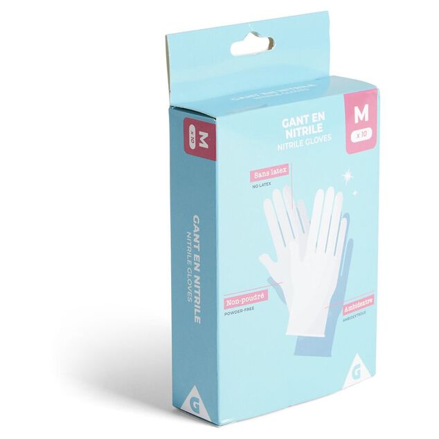 Gants en nitrile taille M x10 bleu