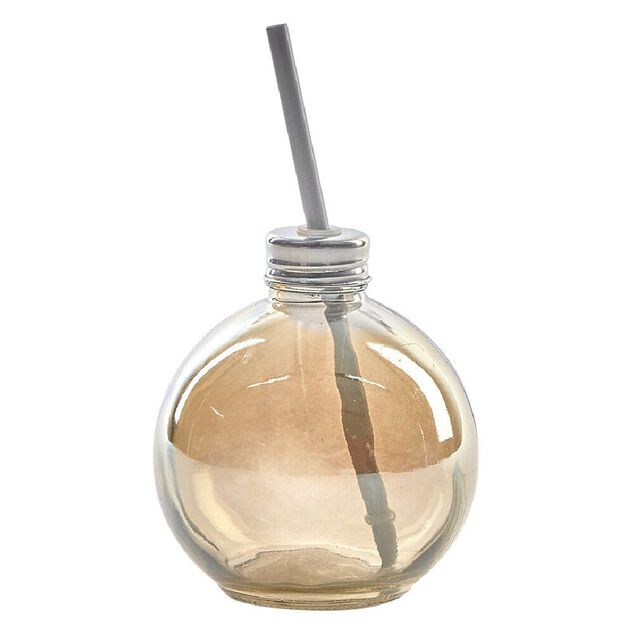 Gobelet en verre forme boule de No&euml;l avec paille